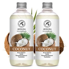 Reed Diffuser Refill Coconut - 2 x 17 Fl Oz - Room Diffuser Refill - Home Fragrance - Air Freshener - Scented Diffuser - Coconut Aroma - Room Fragrance - Coconut Scented Diffuser