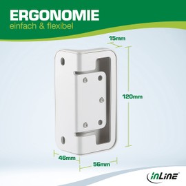 InLine Slatwall 23180B Wall Mount Bracket for Wall Mount Panel (23180A), White, Set of 2