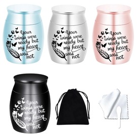 Mini Cremation Urns for Human or Pet Ashes Minicremation Small Urns Cremation Keepsakes for Ashes Aluminum Alloy Memorial Ashes Holder-4-Piece Set (4Pcs)