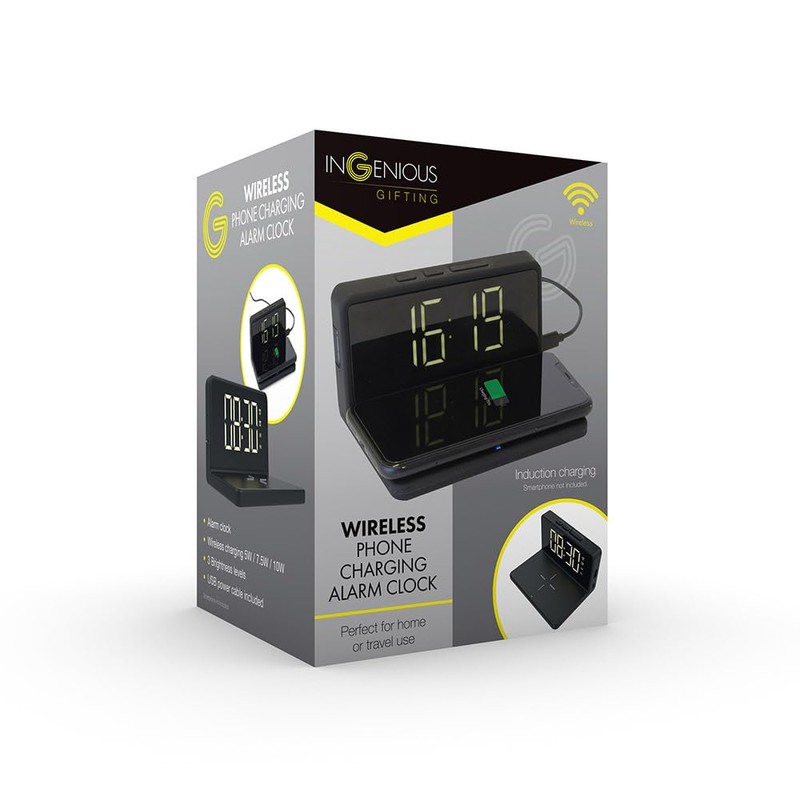 InGenious Wireless Phone Charging Alarm Clock - USB Powered 10W
