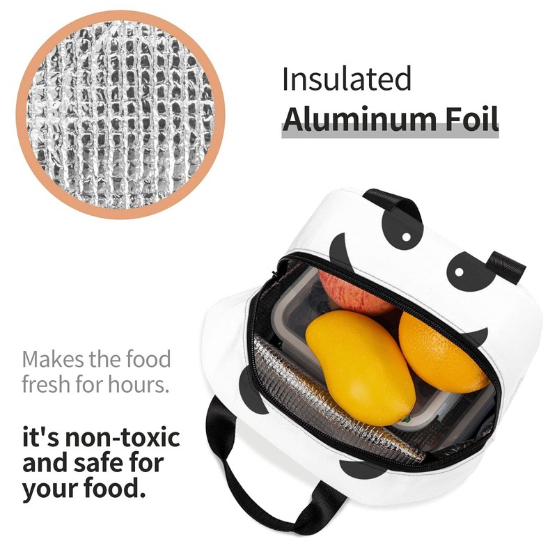 Hulnulnu Panda Kawaii Lunch Bag, Waterproof, Reusable, Durable, Stylish, Aluminum