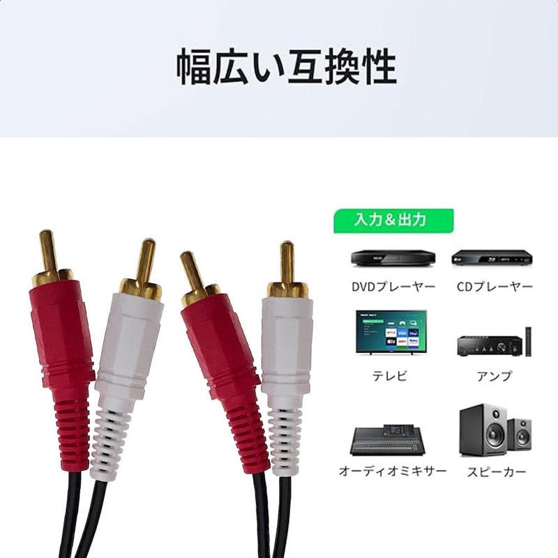 Hjiopkul RCA Cable 2.7M 2 RCA Stereo Audio Cable Audio
