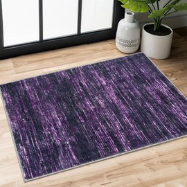 Siiloom 2x3 Purple White Modern Abstract Rug for Entryway, Super Soft Small Area Rug, Washable Non-Slip Kitchen Rugs, Low-Pile Mat for Bedside, Indoor Door Mat