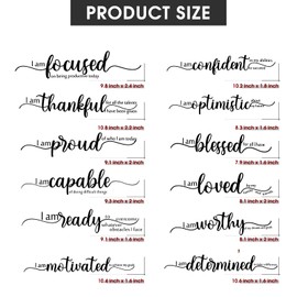 Inspirational Wall Decor Black Motivational Wall Art Inspirational Quote Wall Stickers Vinyl Positive Wall Decal for Living Room Bedroom Office Nursery Restaurants Offices, 2 Sheets