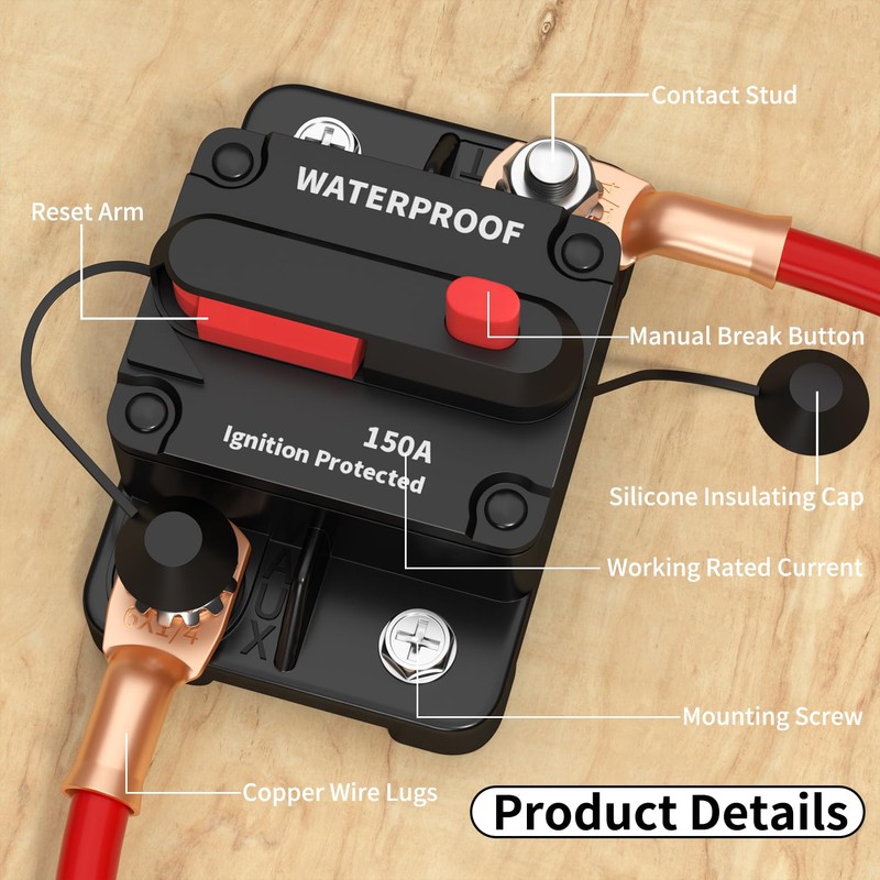 DaierTek 12V 150 Amp Circuit Breaker Marine 12 Volt DC