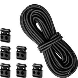 ZUOZ Drone Backpack Accessories Spring Cord Lock Rubber Rope Durable 3.5mm 5m Paracord Stopper 2 Holes 4mm Square 6pcs B676 Black