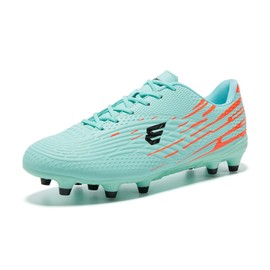 EPIMENO - Zapatos de fútbol ligeros para hombre y mujer, botas de rugby para exteriores, Verdoso cian/naranja/negro, 6 Women/4.5 Men