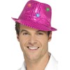 Smiffys 47070 Light Up Sequin Trilby Hat, Pink, One Size