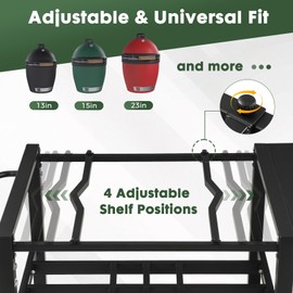 GVGBUK Outdoor Grill Table for Big Green Egg, BBQ Cart with Lockable Wheels