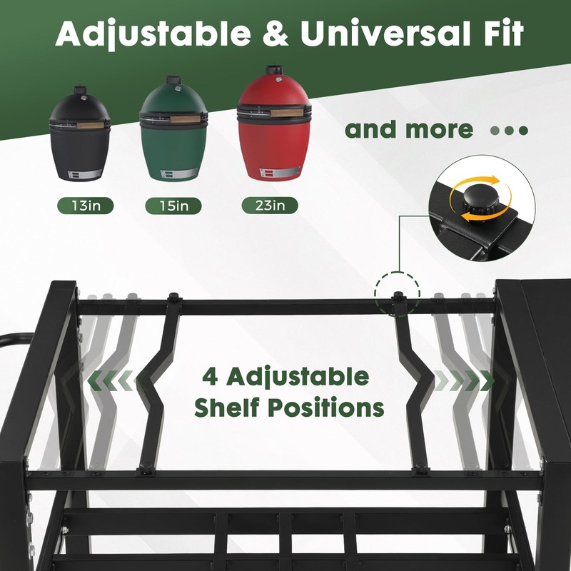GVGBUK Outdoor Grill Table for Big Green Egg, BBQ Cart