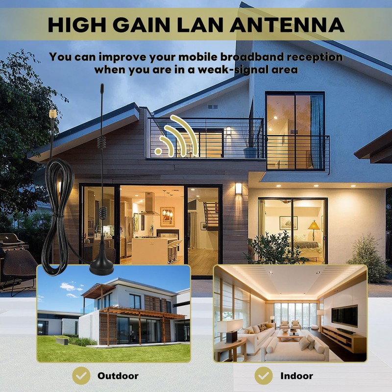 KUNLONGSKY WiFi Antenna Booster 7dBi 2.4GHz for Wireless LAN WLAN,