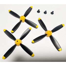 3 Sets Rc Plane 4-Blade Propeller with Propeller Savers and 3 Adapters for VOLANTEXRC 761-11 761-12 761-13 P40 BF109 P51 F4U T28 Spitfire Airplane New Version