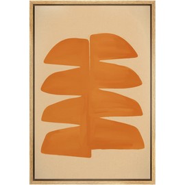 MUDECOR Framed Canvas Print Wall Art Geometric Mid-Century Orange Polygon Abstract Shapes Illustrations Minimalism Decorative Bohemian Colorful Zen for Living Room, Bedroom, Office - 16"x24" Natural