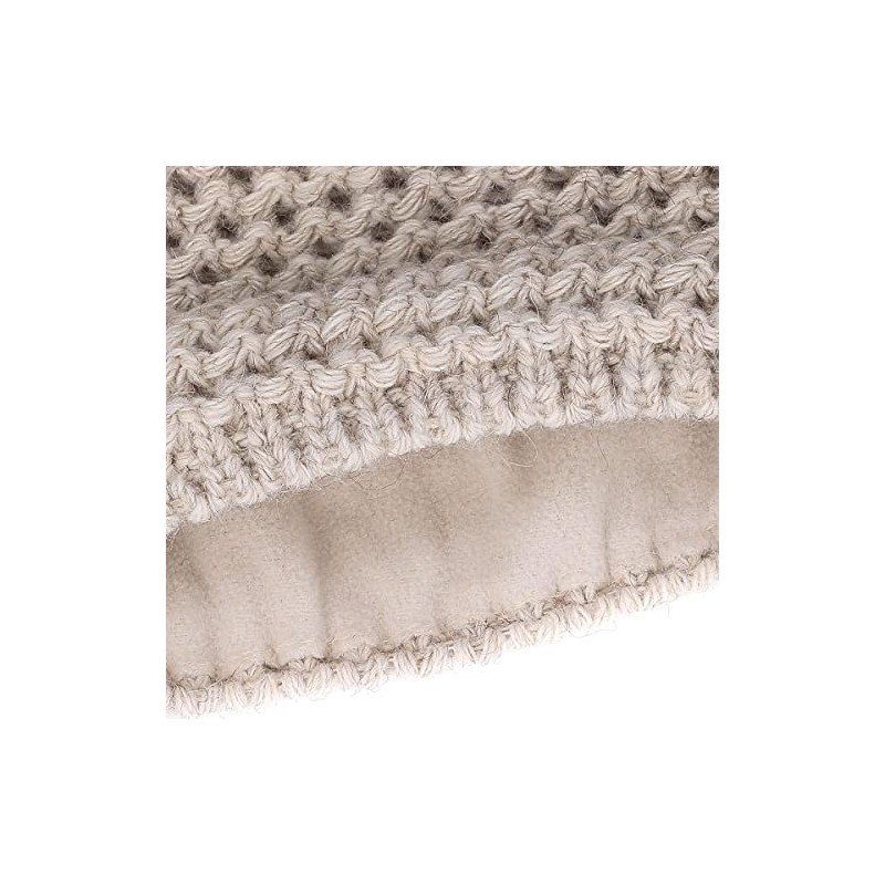 Ladies Faux Fur Knitted Hat with Fur Bobble and Fleece
