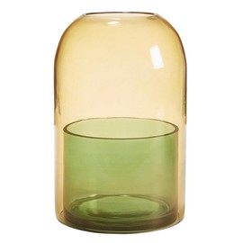 47th & Main Cloche and Dish Votive/Tealight Candleholder, 4.5" Dia x 7" H, Amber/Green