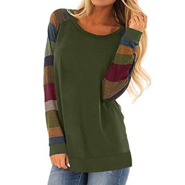 HARHAY 2025 Women's Cotton Knitted Long Sleeve Lightweight Tunic Sweatshirt Tops Multiple Army Green XXL