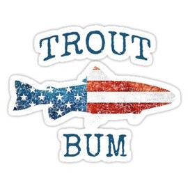 Fly Fishing Trout Bum - Sticker Graphic - Auto, Wall, Laptop, Cell, Truck Sticker for Windows, Cars, Trucks