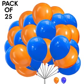 10 Inch Orange and Blue Balloons Boys Men Bridal Baby Shower Engagement Anniversary Wedding Graduation Retirement Birthday Bachelor Party Supplies Pack of 25