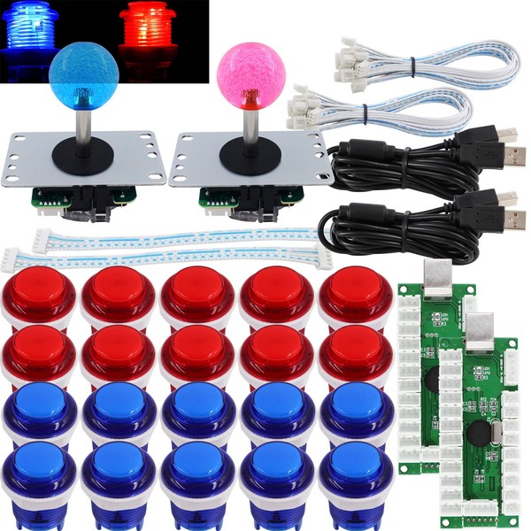 SJ@JX Arcade 2 Player Game Controller Stick DIY Kit LED