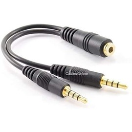 CablesOnline 3.5mm TRRS Female to Dual TRRS Male Stereo 4-Pole Splitter Cable, IP-Y03