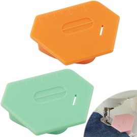 Magnetic Seam Guide for Sewing Machine, Multifunctional Hem Guide for Sewing Machine, Polygonal Multifucntional Seam Guide Hemmer with Scale, Sewing Supplies Accessories (Green/Orange)