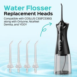 ​COSLUS Water Flosser Pick For Teeth Tip: 4-Pcs Periodontal Jet Tip Replacement Heads For ​Deep Clean Gum, Only Compatible with Water Flosser Pick C30 (FC5360)