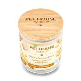 One Fur All Pet House Candle Plant-Based Soy Scented Candle with a 60 Hour Burn Time and a Cotton Wick - Ocean Driftwood