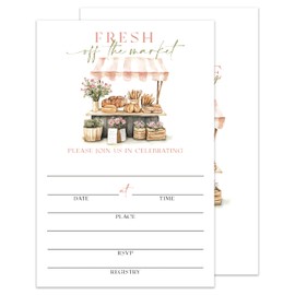 Fresh Off the Market Bridal Shower Invitations, Bachelorette Engagement Party Invites, Fill-in Style Wedding Party Invitations with Envelopes (25 Sets)-All03