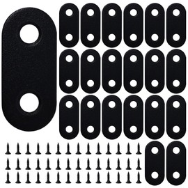 HOUYITOU 21PCS 1.42” x 0.63” Black Straight Flat Brace, Stainless Steel Sturdy Bracket, Metal Strap for Wood Furniture Chair with 42PCS Screws