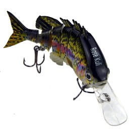 ROSE KULI Bass Fishing Lures - Multi Jointed Life-Like Trout Swimbait Hard Crank Bait Rainbow