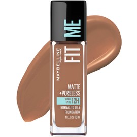 MAYBELLINE Maybelline Fit Me Matte + Poreless Liquid Oil-Free Foundation Makeup, Latte, 1 Count (Packaging May Vary)