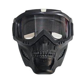 Stylish Glasses for Bicycling - Fog Proof and Warm, Adjustable Cool Skull Retro Riding Motorcycle Goggles - Color: Clear lenses