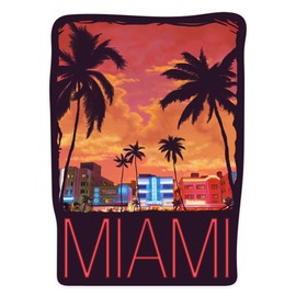 Die Cut Sticker South Beach Miami, Florida, Neon Buildings, Contour Vinyl Sticker 3 to 6 inches, (Waterproof Decal for Cars, Water Bottles, Laptops, Coolers), Large