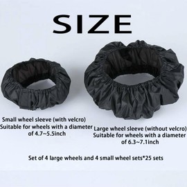 PLATEYTR 8pcs Wheel Covers, Stroller Wheel Protectors, Waterproof and Dirt Resistant, Dustproof Accessories (Black)