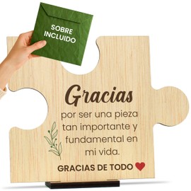 CONTRAXT Tarjeta de Agradecimiento en Madera. Regalos para dar las Gracias Amigas Especiales Regalo original cumpleaños regalos despedida amiga amigo hombre mujer thank you cards (Gracias)