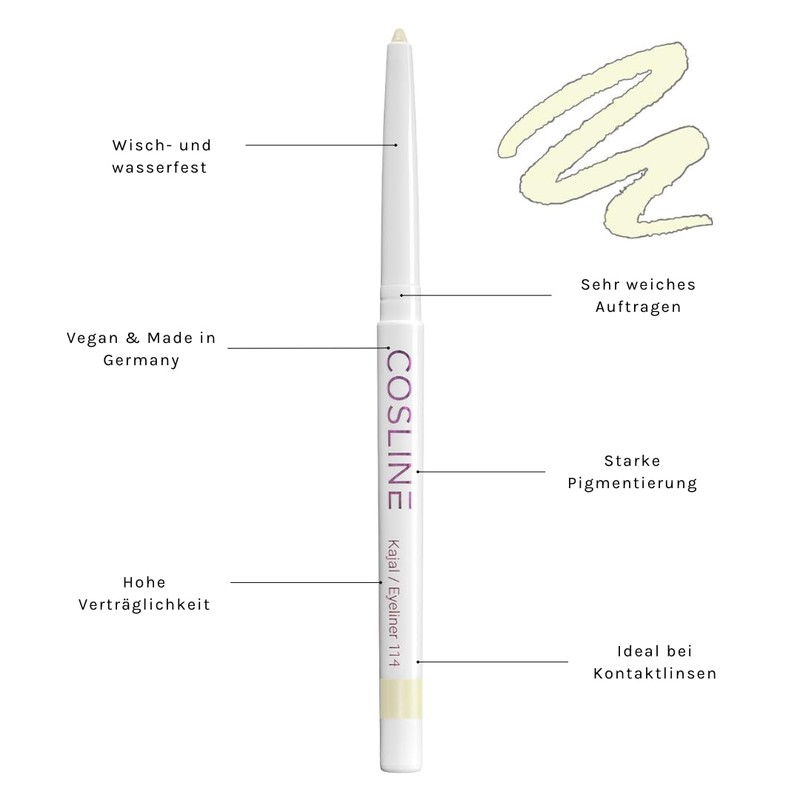 Cosline Kajal and eyeliner no. 114. Colour: Champagne - White