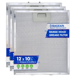 Bagean Range Hood Filter Replacement 12" x 10.5" W10169961A Compatible with Whirlpool Stove Hood Vent Filter - Aluminum Screen for Kitchen Overhead Exhaust Fan Blocks Grease & Filters Oven Air (3-Pk)