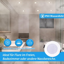 Grebeam Set of 12 5 W LED Bathroom Spotlights, 450 lm, IP65 LED Spotlights, Warm White, Neutral White, Cool White, 3000 K/4000 K/6000 K, LED Recessed Spotlight, 230 V, Cut-Out Hole Size: Diameter