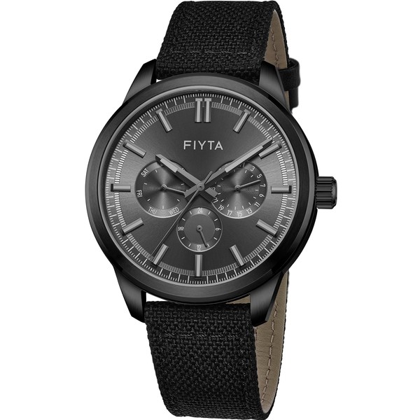 FIYTA Men's Quartz Watch Gold Watch Canvas Strap