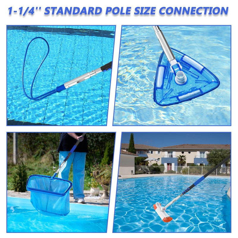 SKGPOLE 16FT Swimming Pool Pole with Brush, Upgraded Pool Pole