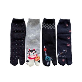 Tabi Socks Socks Women Cute Pattern Cotton Blend Ankle Length 23-25 cm, Pairs Set (The pattern is Will Do)