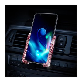 JNNJ Bling Auto Telefonhalterung, Bequeme Strassstein Einstellbare Auto Handyhalterung, Bling Bling Air Vent Mount Handyhalterung, Autozubehör Für Handys(Rosa)