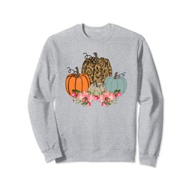 Vintage Pumpkin Fall Leopard Print Rustic Boho Style Autumn Sweatshirt