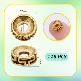 PH PandaHall 120pcs Antique Golden Spacer Beads Tibetan Style Beads Carved Flat Round Beads 7.5mm Rondelle Beads Metal Loose Bead for Jewellery Making Bracelet Necklace Earring DIY Crafts, Hole: 2.5mm