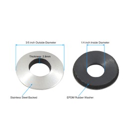 BokWin 1/4''x3/5'' Neoprene Bonded Sealing Washers 304 Stainless Steel EPDM Rubber Washers, 100 PCS