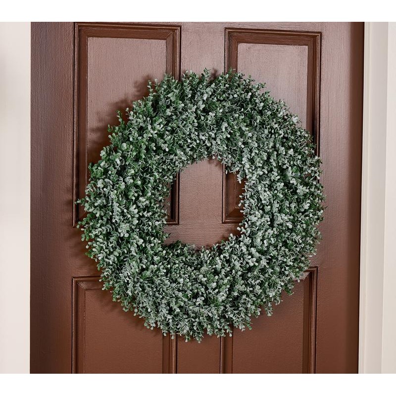 Wicker Park 24" Indoor/Outdoor Boxwood Wreath:_Lilac