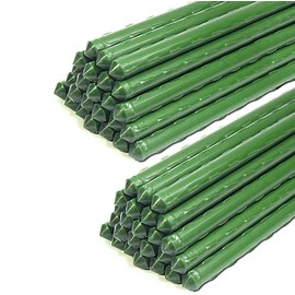 G-LEAF Garden Stakes 5 ft Plastic Coated Steel Tube Sturdy Metal Plant Sticks for Tomato,Cucumber,Bean,Tree,Pack of 50