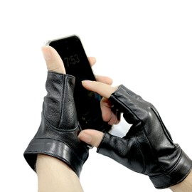 Men Dress Driving Gloves Genuine Sheep Leather Costume Cosplay Theatre Victorian Gloves (Black, Medium)