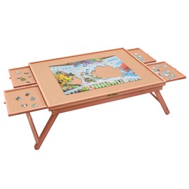 Bits and Pieces - Jumbo Puzzle Plateau Lounger with Cover, Legs, and Storage Drawers - 1500 pc Puzzle Accessories - Portable Puzzle Table - 25½”x 34½”