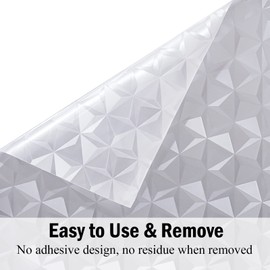 Niviy 3D No Glue Static Cling Window Films Privacy Cut Glass Window Sticker for Bathroom Office Kitchen Window Decor 17.7"x 118", Frosted